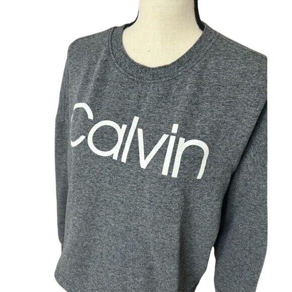 Calvin Klein Athleisure Women's M Gray Pullover Sweatshirt Long Sleeves CrewNeck - Picture 4 of 5